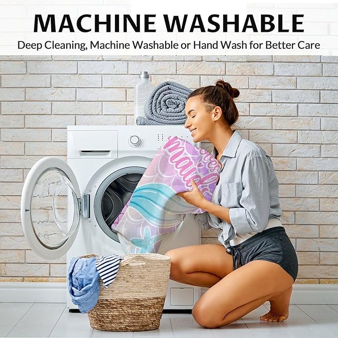 Personalized Mermaid Tail Blanket with Name - Soft, Fuzzy & Warm - 60"x80" Twin Size Blanket for Bed, Couch & Living Room - Colorful Cute Throw Gifts for Girls