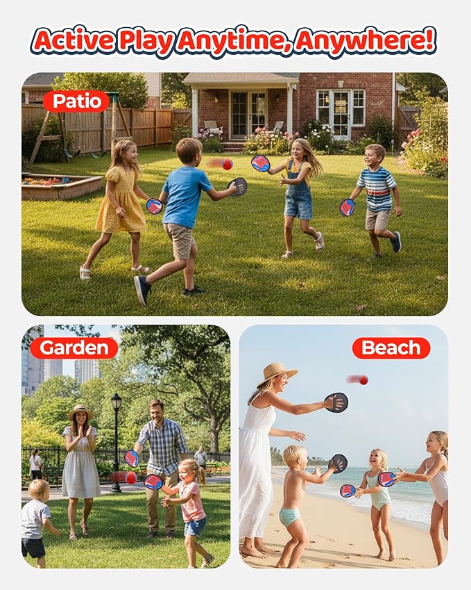 2 in 1 Toss and Catch Ball Game Set, Toddler Baseball Glove for Beach Pool Yard, Kids Sports & Outdoor Play Toys with Target Board, Birthday Gift for Ages 3 4 5 6 7 8-12 Year Old Boys Girls