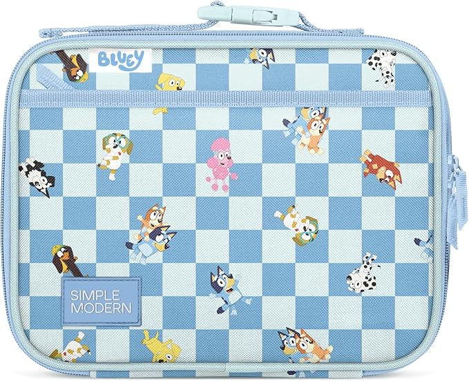 Simple Modern Bluey Kids Lunch Box for School | Reusable Insulated Lunch Bag for Toddler, Girl, and Boy | Exterior & Interior Pockets | Hadley Collection | Bluey Checkmate