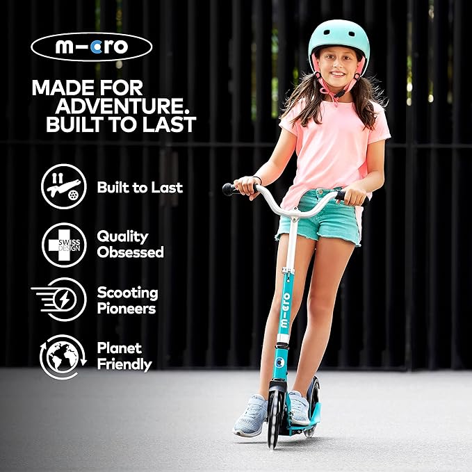 Micro Kickboard - Micro Cruiser LED - Two Wheeled, Fold-to-Carry Swiss-Designed Micro Scooter for Kids with Smooth Gliding Light-Up, Large Wheels for Ages 6+