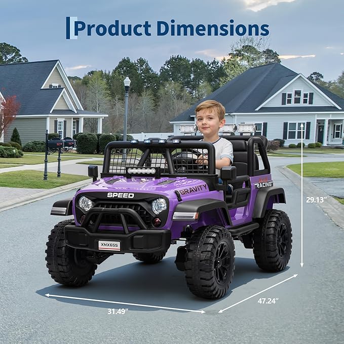 24V 2 Seater Kids Electric Truck with Parent Remote Control, 4WD Ride on Car for Toddlers & Kids 4-8, 100Min Battery, Dual Motor, All Terrain Electric Vehicle Gift for Boys Girls