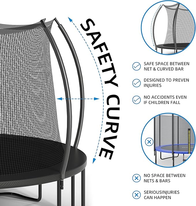 12FT 14FT Trampoline Enclosure Net Outdoor Jump for Kids and Adults Round ASTM Approved
