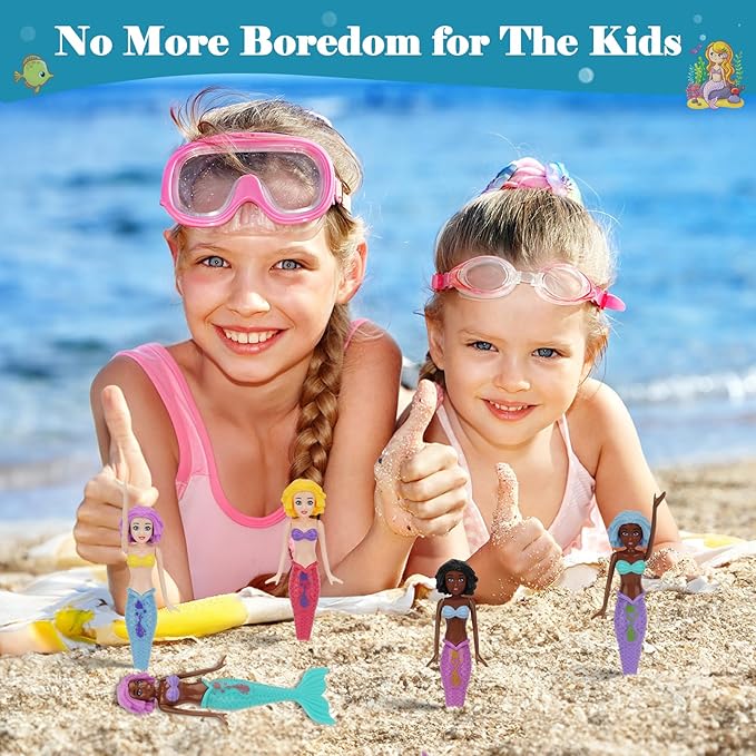 10 Pack Colorful Mermaid Diving Toys Underwater Sinking Pool Toys for Toddlers Kids Girls Ages 3-12, Summer and Spring Fun Bath & Swimming Pool Games, Non-Repeating Styles (Mixedcolor)