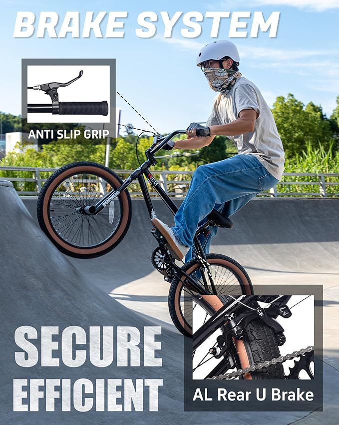 Freestyle BMX Bikes 20 Inch Kids Bicycle with 4 Pegs for 8-15 Years Old Teens, Boys, Girls, Beginner-Lever Riders,Multiple Colors