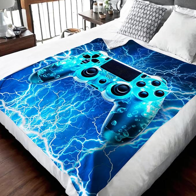Blanket for Boys Men Gaming Theme Throw Blankets for Kids Adults Game Lovers, 60x80 Inches Cozy Soft Cool Throw for Sofa Couch Bed Office
