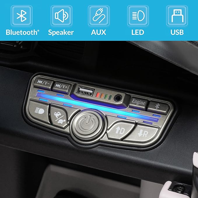 Kidzone 12V Ride On Car for Kids,Licensed Maserati GT2 Electric Battery Powered Sports Car Toy w/Remote Control & Manual Drive, LED Lights, Bluetooth & USB & AUX Port - White