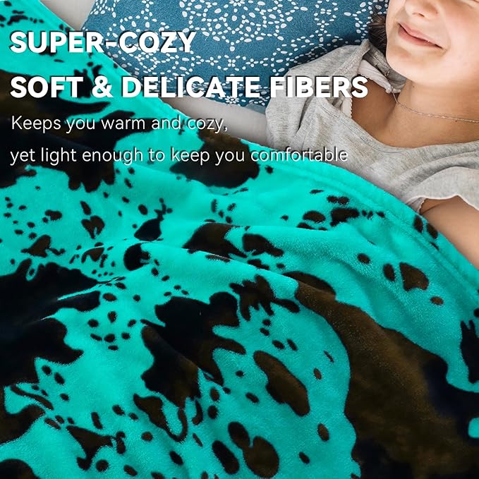 Teal Blanket Queen Size - Lightweight All-Season Plush Turquoise Soft Fleece Throw for Bed, Couch, Home Decor & Housewarming Gifts 90x90