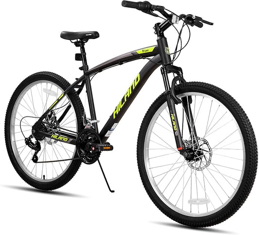 HILAND Mens and Womens Mountain Bike, 26 Inch 18 Speed Mountain Bicycle with Dual Disc Brake, Front Suspension Fork, High Carbon Steel Frame Urban Commuter Bike for Adults