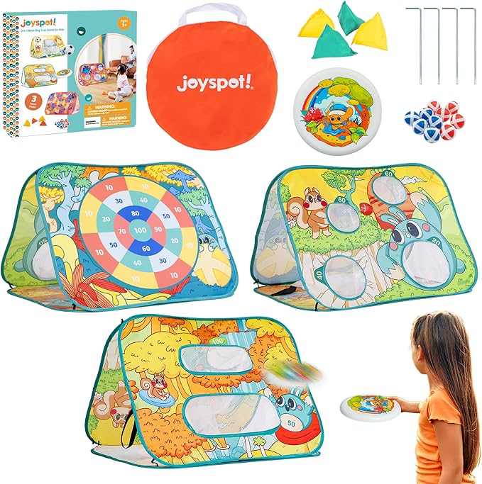 Giant 3 in 1 Bean Bag Toss Game for Kids, Toddler Outdoor Toss Toys for 2 3 4 5 6 7 8 Year Old Boys Girls, Family Party Supplies, Cornhole Party Carnival Games, Lawn Backyard Outside Birthday Gifts