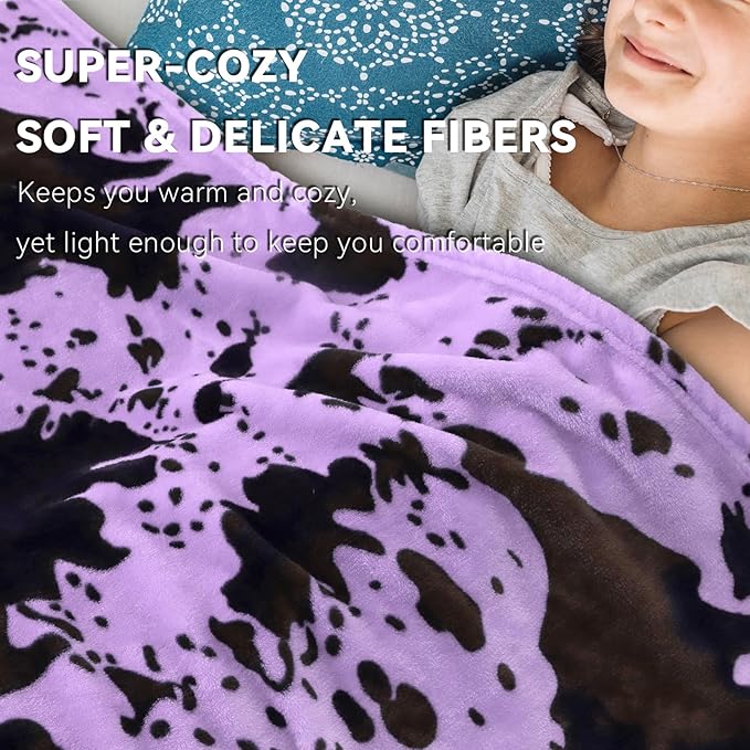 Purple Blanket Throw for Couch - Cute Soft Small Blankets for Kids, Lightweight Nursery Stroller Fleece Bedding - Lavender Gifts for Girls Boys 40"x50"