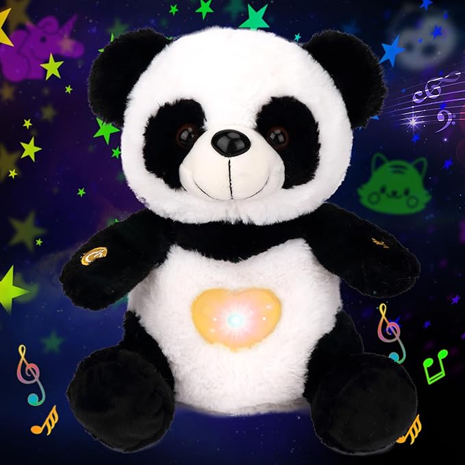 Cuteoy Plush Panda Star Projector Musical Adjustable Singing Night Light Stuffed Animals Glowing Plushies Toy Gifts for Kids Birthday Easter Christmas,12''