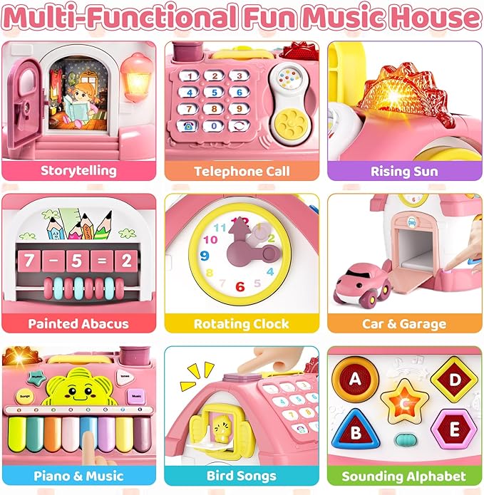 Baby Toys for 1 Year Old Girl Gifts: 8 in 1 Toddler Learning Musical House for 1 2 Yr Girl and Boy, First Birthday Gift for 12-18 Months, Bilingual Educational Toy for Toddlers 1-3