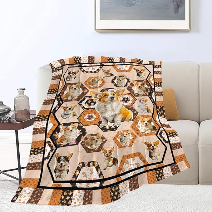 Corgi Throw Blanket Corgi Puppy Stuff Gifts for Dog Lover Kids Girls Boys Adults Women Men Soft Cozy Warm Plush Fluffy Fuzzy Fleece Blanket Decor 50''X60''