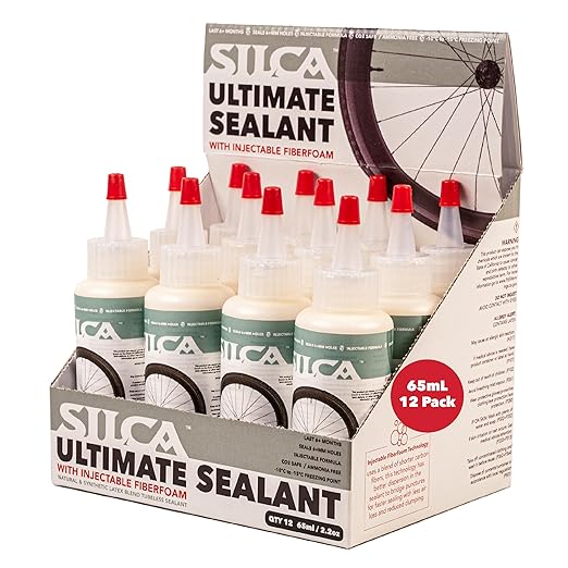 SILCA Ultimate Tubeless Tire Sealant, 65ml (12-Pack) – Tubeless Bike Sealant Proactively Seals Punctures Up to 7.5 mm, Injectable Through Valve & Stays Liquid 6+ Months in All Weather Conditions