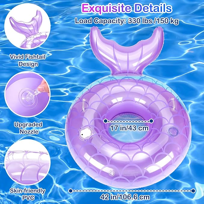 MoKo Inflatable Swimming Ring, Cute Pool Float Tube Decorations Swim Tubes Outdoor Pool Beach Water Floats Party Supplies Floaties