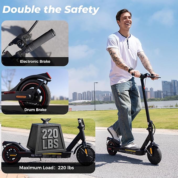 Electric Scooters - 500W/1000W/1500W Peak Motor Electric Scooter Adults, 18/28 Max MPH, 21/25/28 Miles Range, 8.5’’/9.3‘’/10‘’ Tire, Portable& Foldable Commuting E-Scooter