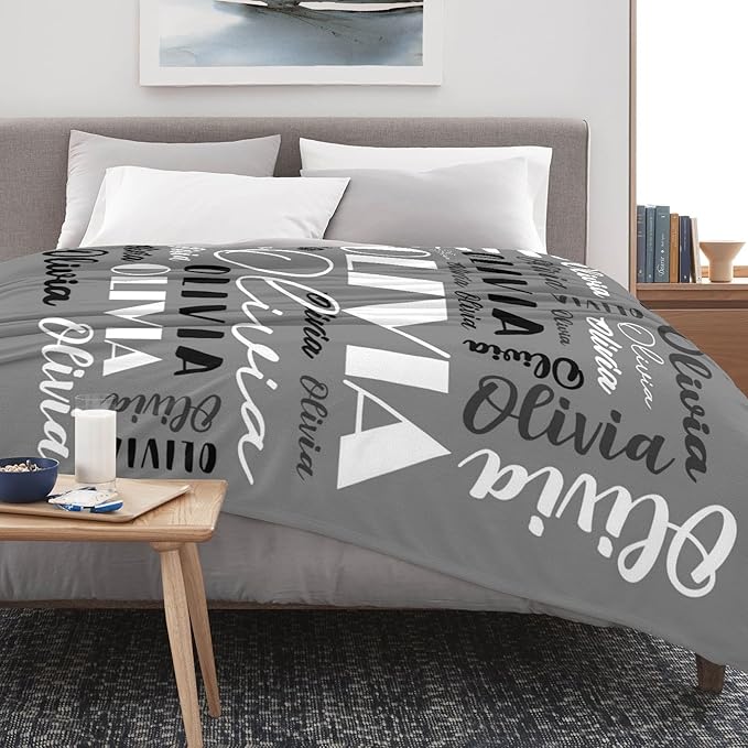 Name Blanket Personalized Blanket for Adult Kids Flannel Customize Throw Blanket Custom (Color 12, 40 x 50 Inches)