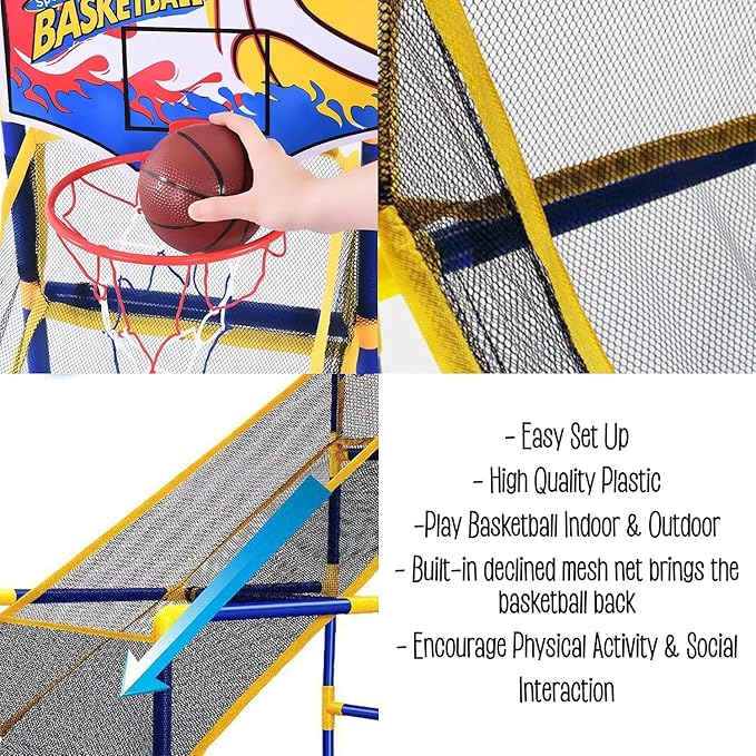 Liberty Imports Kids Arcade Basketball Hoop Shot Game Set - Indoor Sports Shooting System with Mini Hoop, Inflatable Ball and Pump