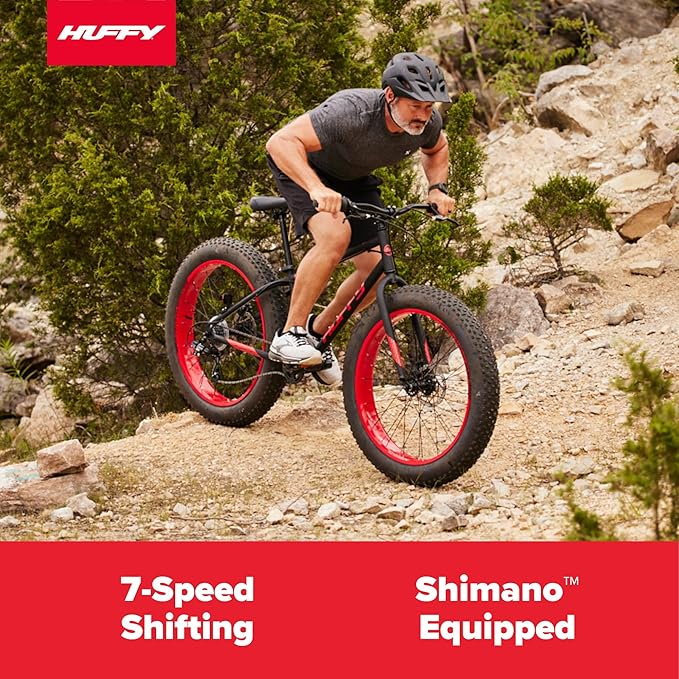 Huffy Mountain Bikes for Men, 26/27.5 Inch Sizes, Multiple Speeds, Suspension Available, Fat Tire Option, Sleek Graphics, Disc Brakes Available, Adjustable Comfort Saddle, Durable, Multiple Colors