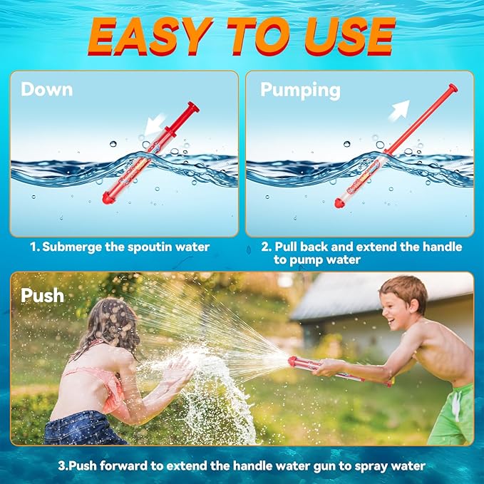 6 Pack Water Squirter Toys for Kids Pool Blaster Water Guns, Water Game Fighting Toys for Summer Swimming Pool Beach Outdoor Activity for Boys Girls Adults