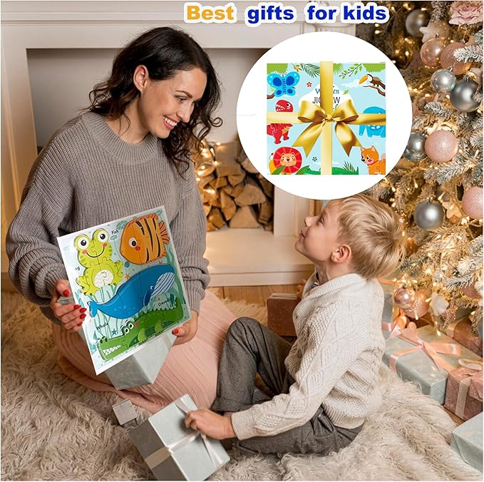 Wooden Toddler Puzzles Ages 1-3,Montessori Jigsaw Puzzle for Toddlers 1-3,Learning Toys for Kids 2-4 Years Old, Educational Gifts for Boys Girls 2-3