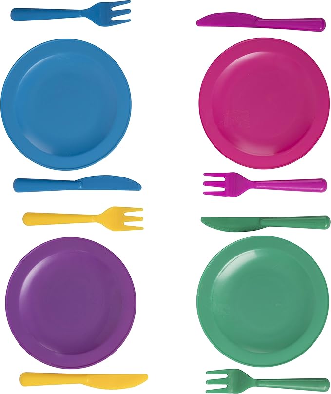 Big Mo’s Toys Pretend Play Dishes Playset – Little Chef Kitchen Set, Kids Cooking Serving Dishes - Play Cups, Pans, Cutlery, Ladle, Tableware, Pots and Dish Drainer, Set of 28