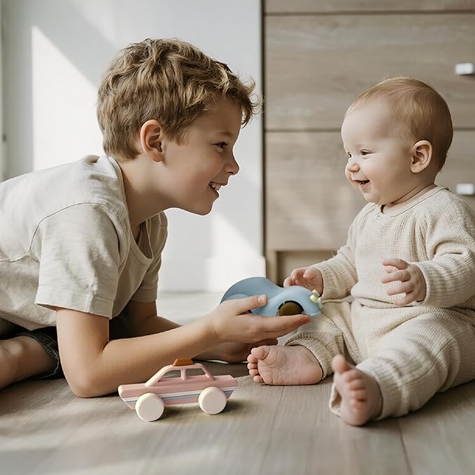 Moonkie Food Grade Silicone Toy Cars for Toddlers 1-3, Push and Go Baby Car Toys 6-12 Months+, One-Piece Design Infant Toys, Birthday Gifts for 1 Year Old Boy Girl, Easy to Clean & Grasp, 3 Pack