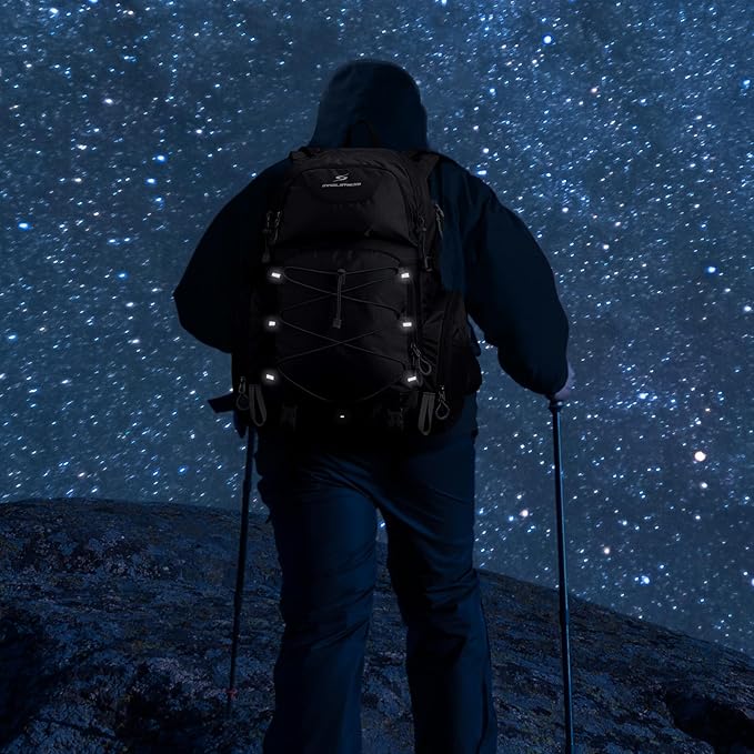 Maelstrom Hiking Backpack, 40L Waterproof Camping Daypack for Men and Women, Lightweight Travel Pack with Rain Cover-Black