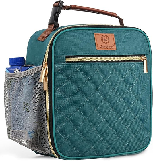 Lunch Box for Women Men Kids Girls Teen Adults,Insulated Lunch Bag with Bottle Holder,Small Lunch Box Cooler Lightweight Reusable LunchBox for Work Office School Travel Picnic-Lake Green