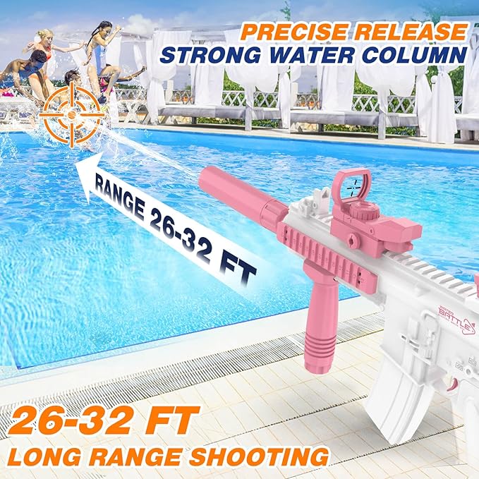 JONEG Electric Water Blaster for Kids Adults - Automatic, Extended-Range, Universal Inlet, Summer Outdoor Beach Swimming Pool Party Toys, Gift for Kids Age 8 9 10 11 12 Years Old Boys