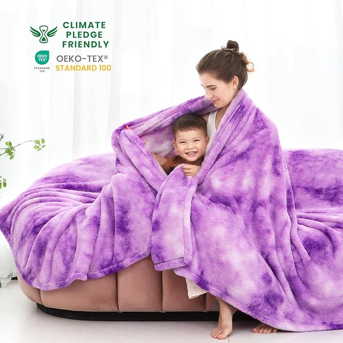 Fleece Throw Blanket Cozy Soft Lightweight Throw Blankets Warm Plush Purple Fall Blankets and Throws Couch Sofa Bed Camping Travel Picnic Outdoor Blanket Bedding Kid Baby Boys Girls Adults