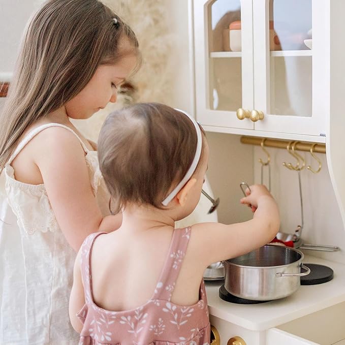 Tiny Land Play Kitchen for Kids, Wooden Toy Kitchen Set with Storage & Accessories, Toddler Kitchen Playset with Stove & Sink, Kids Kitchen Playset Gift for Ages 3-8