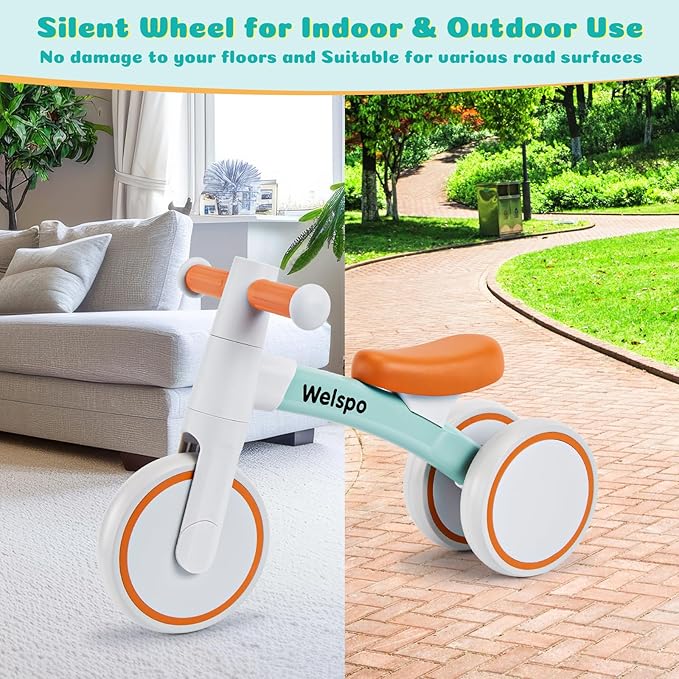 welspo Baby Balance Bikes for 1 Year Old Boys Girls 12-24 Months Kids Toddler First Bicycle Infant Walker Children No Pedal 3 Wheels Mini Bike Riding Toys