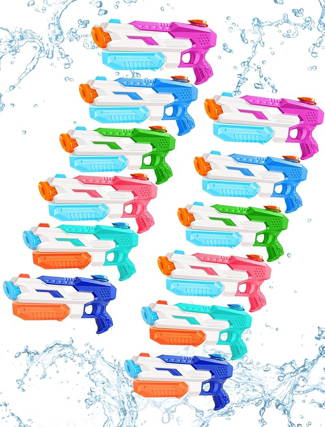 600cc Water Gun for Kids Adults：12 Pack Squirt Blasters Super Water Gun Soaker with Long Range High Capacity for Boys Girls Summer Swimming Pool Beach Outdoor Water Fighting Play Toys Party Favors