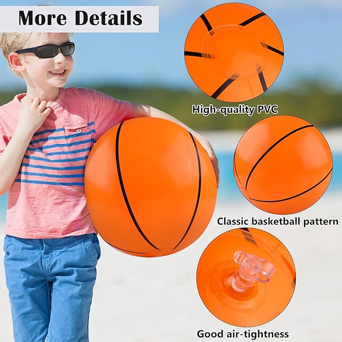 durony 12 Pieces Basketball Beach Ball 11 Inch Inflatable Basketball Bouncing Sports Ball Bouncy Toy Favors for Basketball Birthday Party Summer Beach Pool Games Decorations