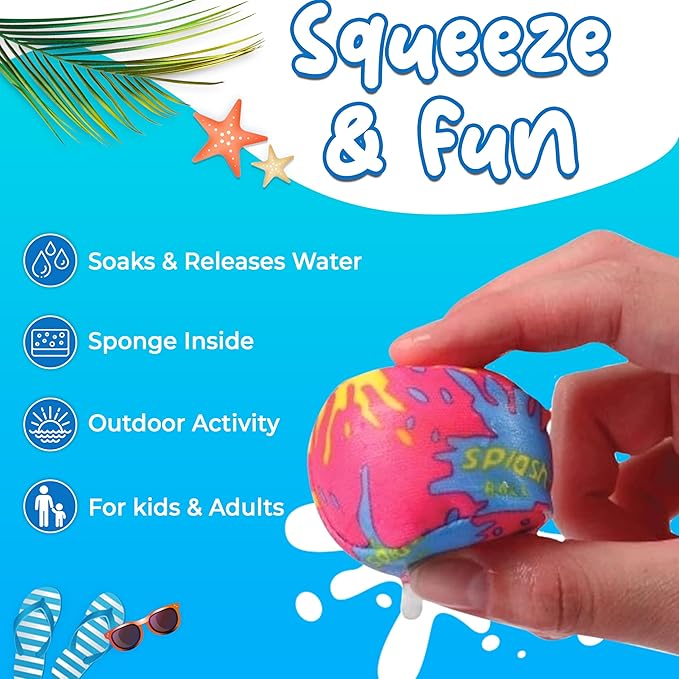 4E's Novelty 12 Pack - 3" Water Splash Balls Bomb - Water Absorbent Ball - Kids Pool Toys, Outdoor Water Fight Game Activity for Kids, Beach Pool Party Favors, Swimming Pool Floating Toy