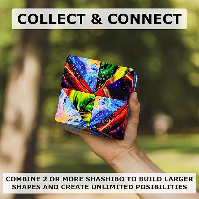 Shashibo Shape Shifting Box - Award-Winning Fidget Toy w/ 36 Rare Earth Magnets - Fidget Cube Transforms Into Over 70 Shapes, Sensory Toy Gift for Kids, Teens, and Adults (Cosmos)