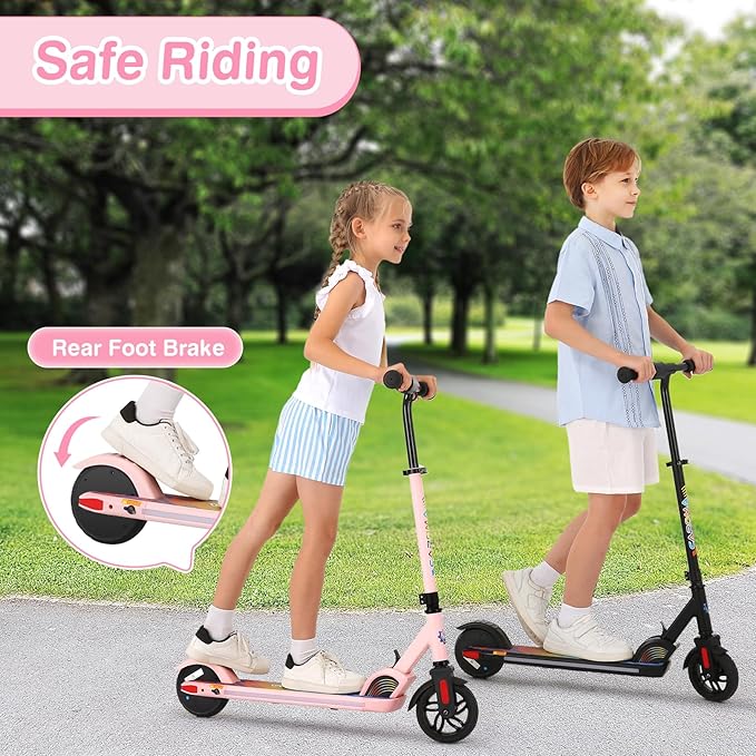 Caroma Electric Scooter for Kids Ages 6-14, 150W/180W Motor,10 MPH Max Speed & 7 Miles,Adjustable Height & Speed,Colorful Lights,LED Display,Foldable Kids Electric Scooter 132 Lbs Max Load