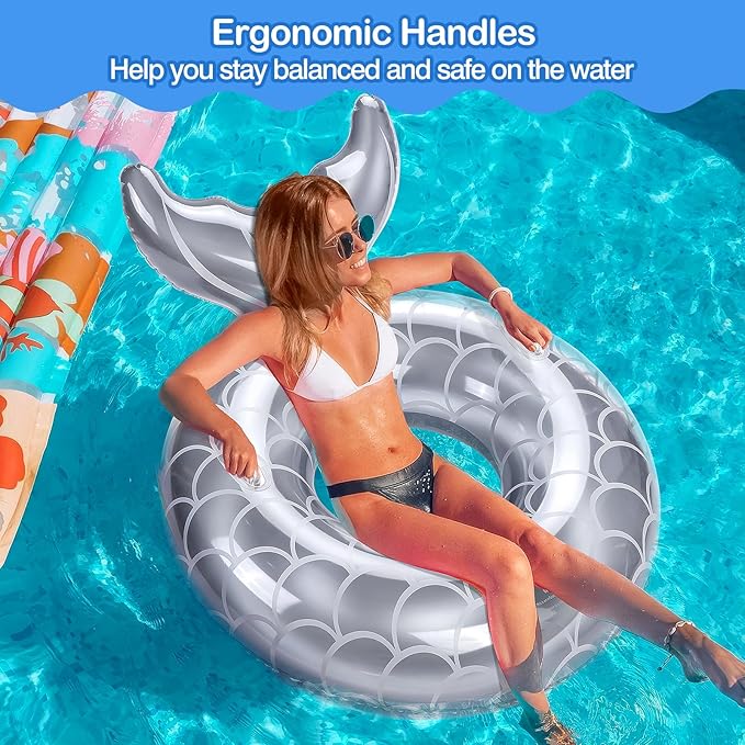 MoKo Inflatable Swimming Ring, Cute Pool Float Tube Decorations Swim Tubes Outdoor Pool Beach Water Floats Party Supplies Floaties