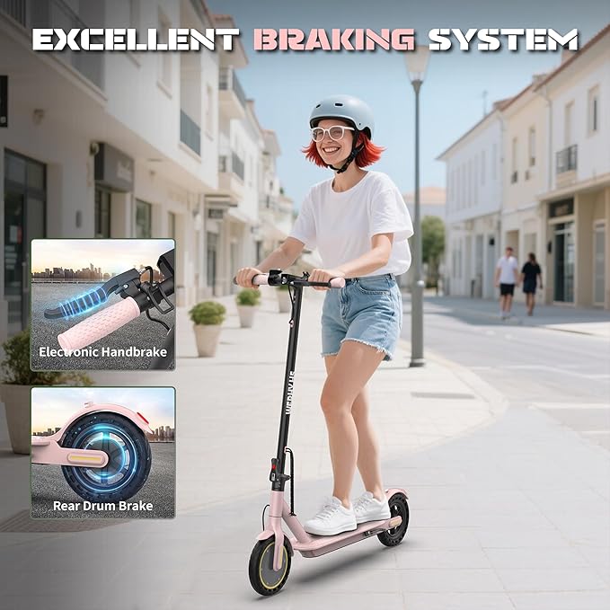Electric Scooter, 350W/500W Powerful Motor, 19/22 MPH Max Speed, 15/21/28 Miles Range, with 8.5"/10" Solid Tires, Lightweight Foldable Kick Scooter with Dual Braking Systems, Smart APP, Cruise Control