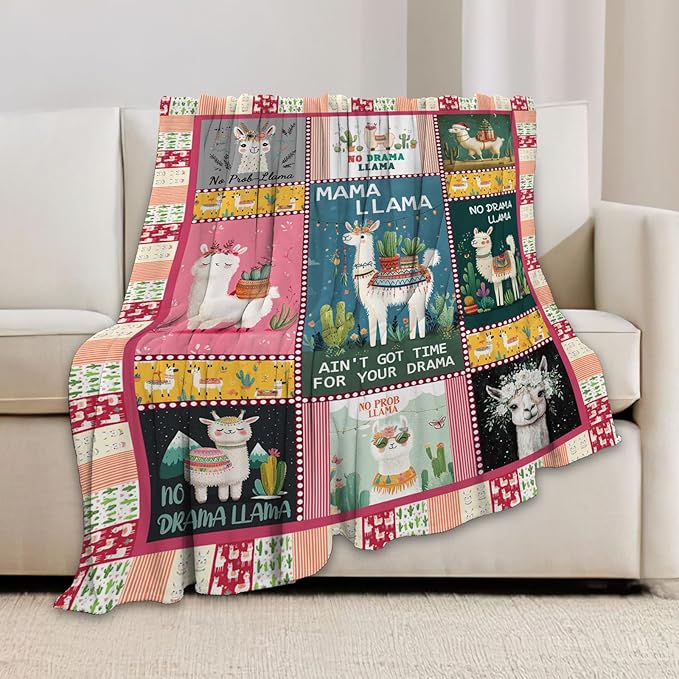 Llama Blanket, Alpaca Throw Blanket,Llama Tropical Gifts Blankets Stuff Fleece Flannel Plush for Girls Women Men Boys Lovers Adults Soft Bedding Gift for Sofa Bed Office Home Decor 50"x40"