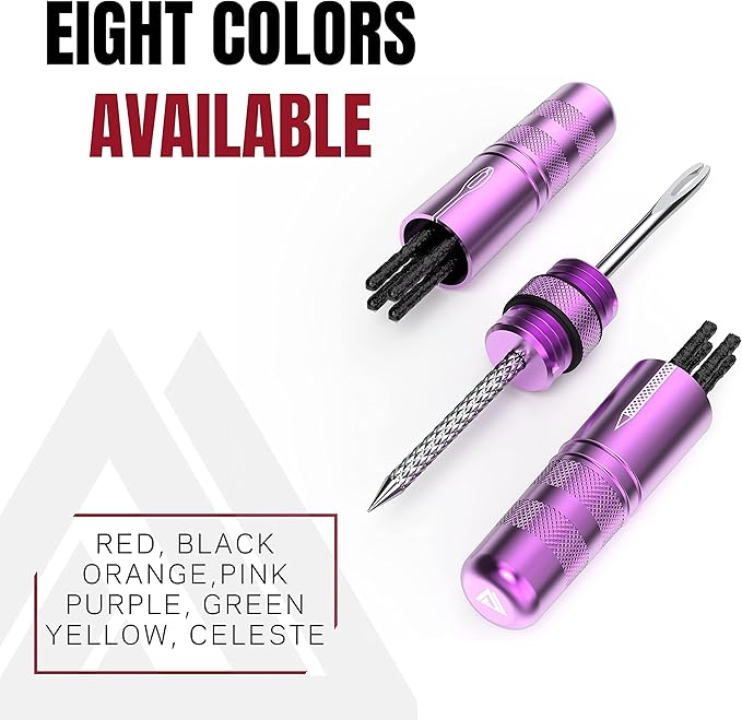 KOM Cycling Tubeless Tire Repair Kit for Bikes 8 Colors! Fixes Mountain Bike and Road Bicycle Tire Punctures