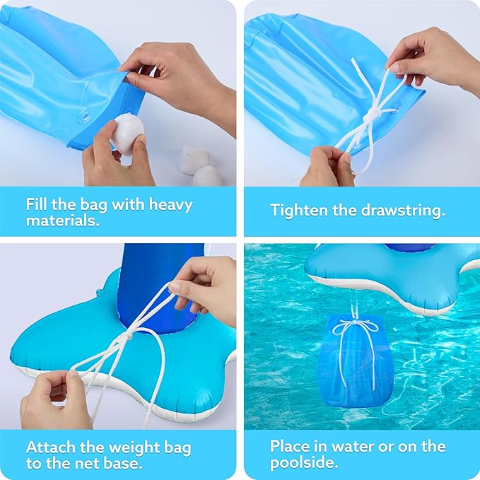 JOYIN Inflatable Volleyball Net & Basketball Hoops Pool Float Set; Balls Included for Kids/Adults, Summing Pool Game, Floating, Summer Floaties, Volleyball Court |Basketball,L-Dark Blue