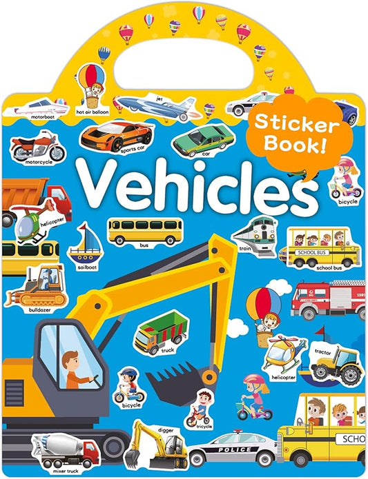 Benresive Reusable Sticker Book for Toddlers 2-4 Years, Fun Travel Stickers for Kids, Waterproof Sticker Books for Toddlers 1-3, Crafts Activities for Toddler 1-3 2-4 3-5 - Vehicle