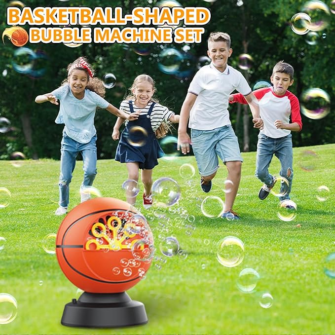 Basketball Bubble Machine, Toy for Ages 5-7 Year Olds, Kids & Toddlers, Birthday Gift for 3 4 5 6 7 8 Year Old Boys Girls, Suitable for Party, Outdoor & House Activities with Bubbles