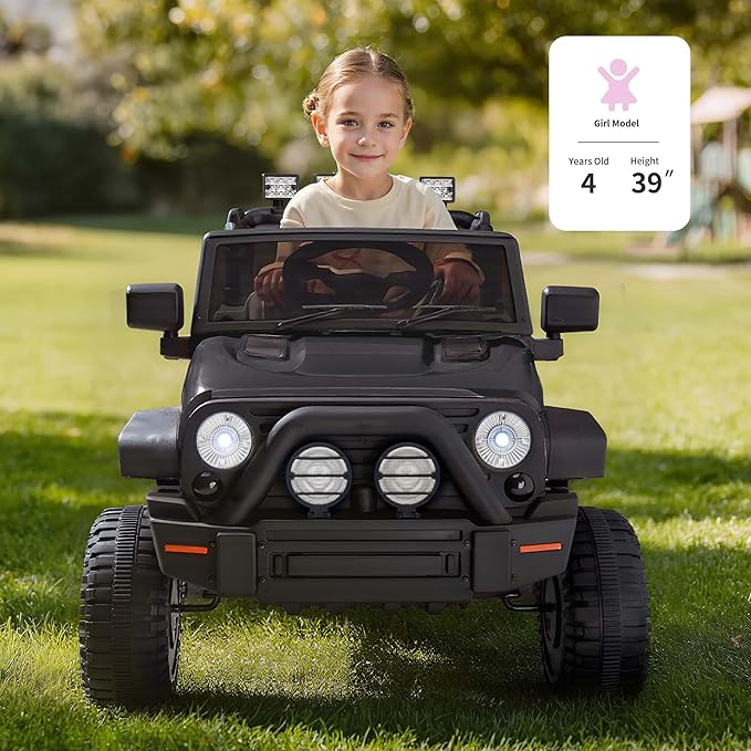 Kids Ride on Car Toy, 24V Electric Car for Kids with Remote Control, 2x200W Motors - Black
