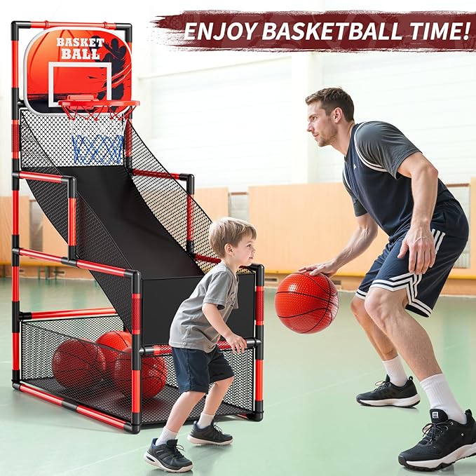Arcade Basketball Game Set for Kids 3-12 Years Old, Kids Basketball Hoop with 4 Balls & Pump, Indoor Outdoor Sports Play Toys, Basketball Games Toys, for Boys Girls Teens
