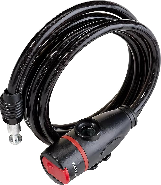 Schwinn Bike Key Cable Lock in Braided Steel Cable, 5 feet x 8mm Anti Theft Bike Lock, Security Level 1