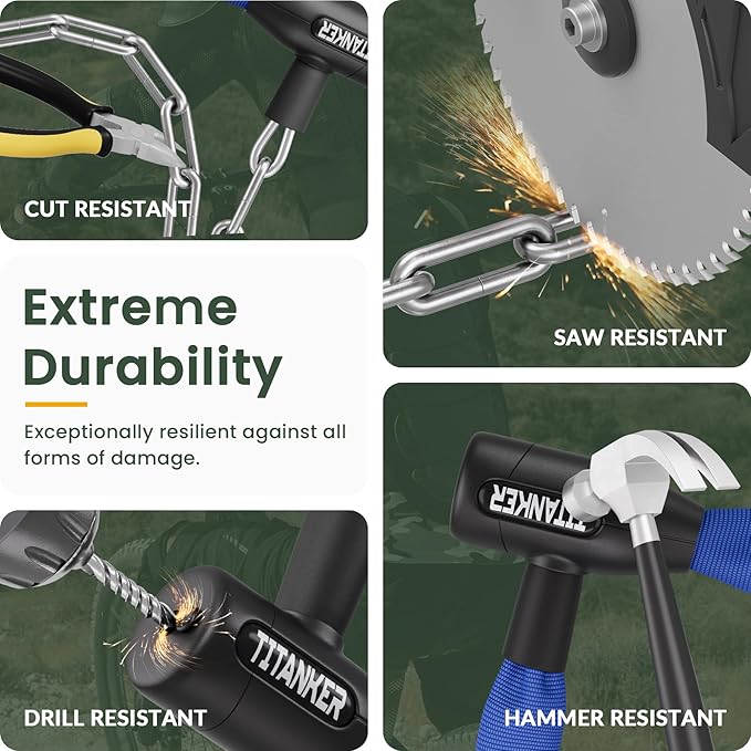 Titanker Bike Chain Lock with Keys, 3.3 Feet Security Heavy Duty Anti-Theft Bicycle Chain Locks for Bike, Motorcycle, Bicycle, Door, Gate, Fence, Grill (6mm, 8mm, 10mm Thick Chain)