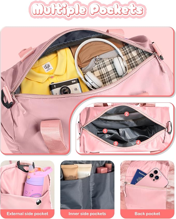Birthday Gift for Daughter-Girl Gym Bag with Shoe Compartment, Kid Personalized Weekender Overnight Bags, Initial Travel Tote with Makeup Pouch, Cute Preppy Gifts for Girls (Letter A)